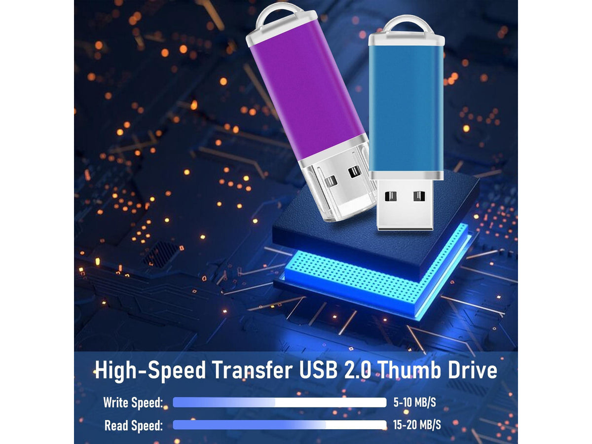 2GB USB Flash Drive 20 Pack Nicepicten Bulk Fat Flash Drives USB 2.0 Thumb Drives Jump Zip Drive USB Memory Stick with Lanyards - 2GB Blue