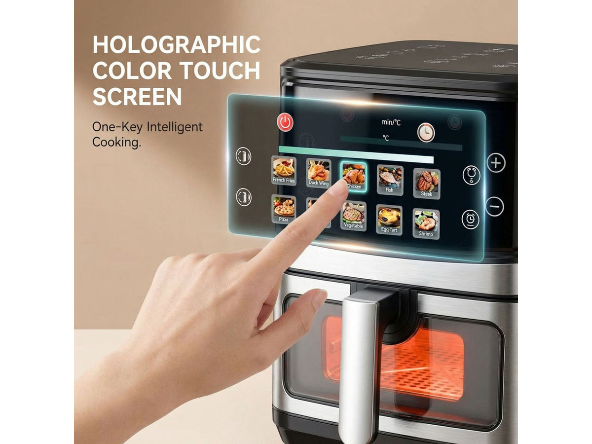 12L Visual Air Fryer, 1400W Digital Air Fryer with Viewing Window, 12 Preset Menus, 360° Hot Air Circulation, Removable Nonstick Basket, Family Size Countertop Air Fryer Aenaeder