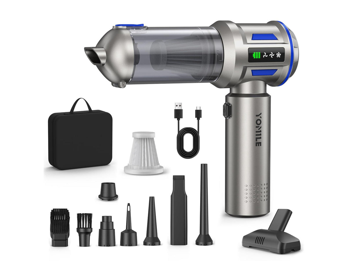 Mini Vacuum Cleaner, 2 in 1 27000PA Brushless Car Vacuum Air Duster 9000mAh Battery Air Blower Wireless Handheld Vacuum for Car,Office and Home (Blue)