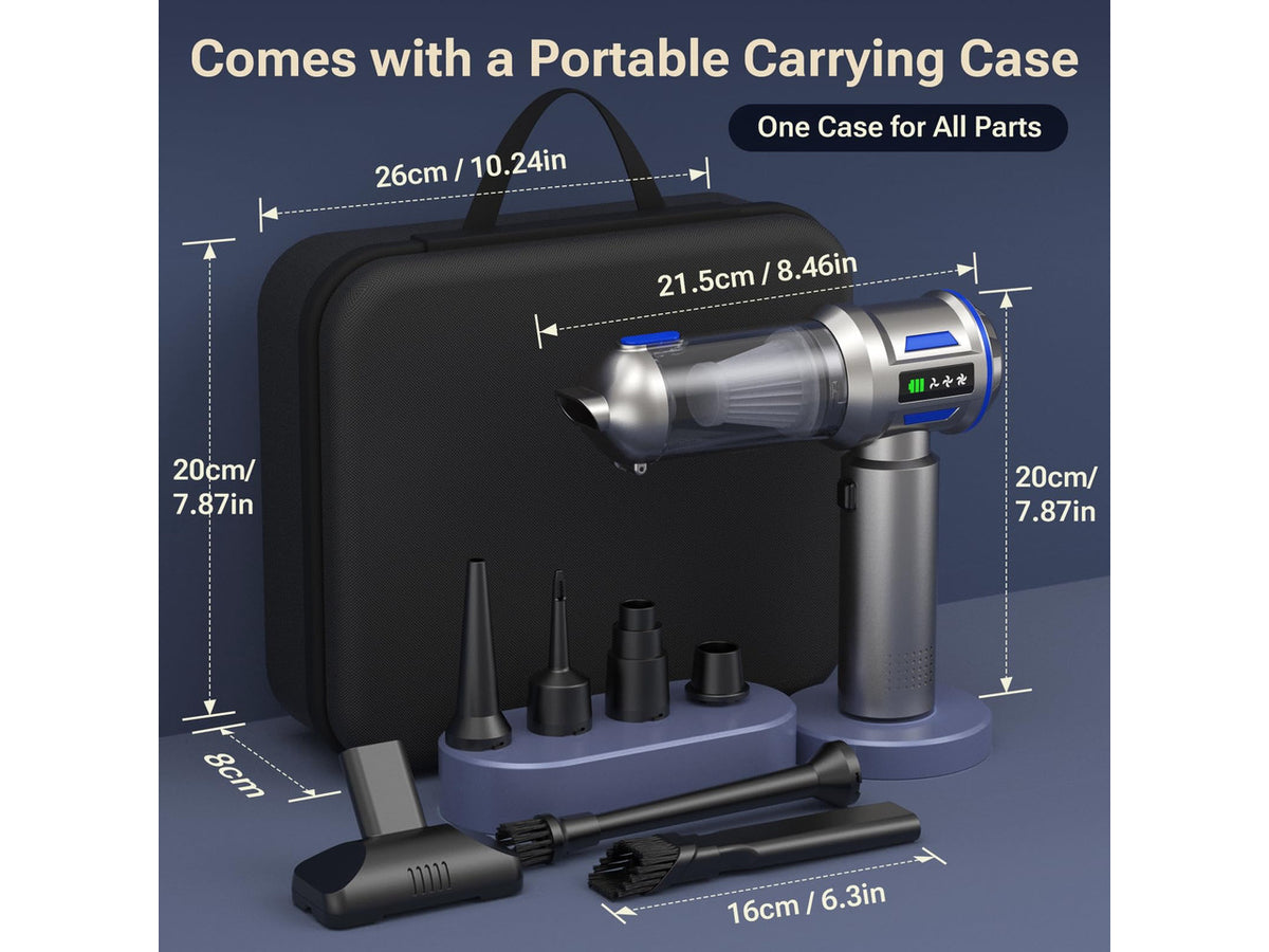 Mini Vacuum Cleaner, 2 in 1 27000PA Brushless Car Vacuum Air Duster 9000mAh Battery Air Blower Wireless Handheld Vacuum for Car,Office and Home (Blue)