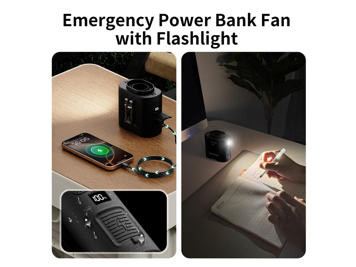 14500mAh Portable Waist Fan Clip on Belt 360 Rotation Wearable Rechargeable Personal Shirt Fan, 67H Cooling 5-Speed Battery Operated with Light, Neck Fan Hands-Free for Outdoor Jobsite Camping