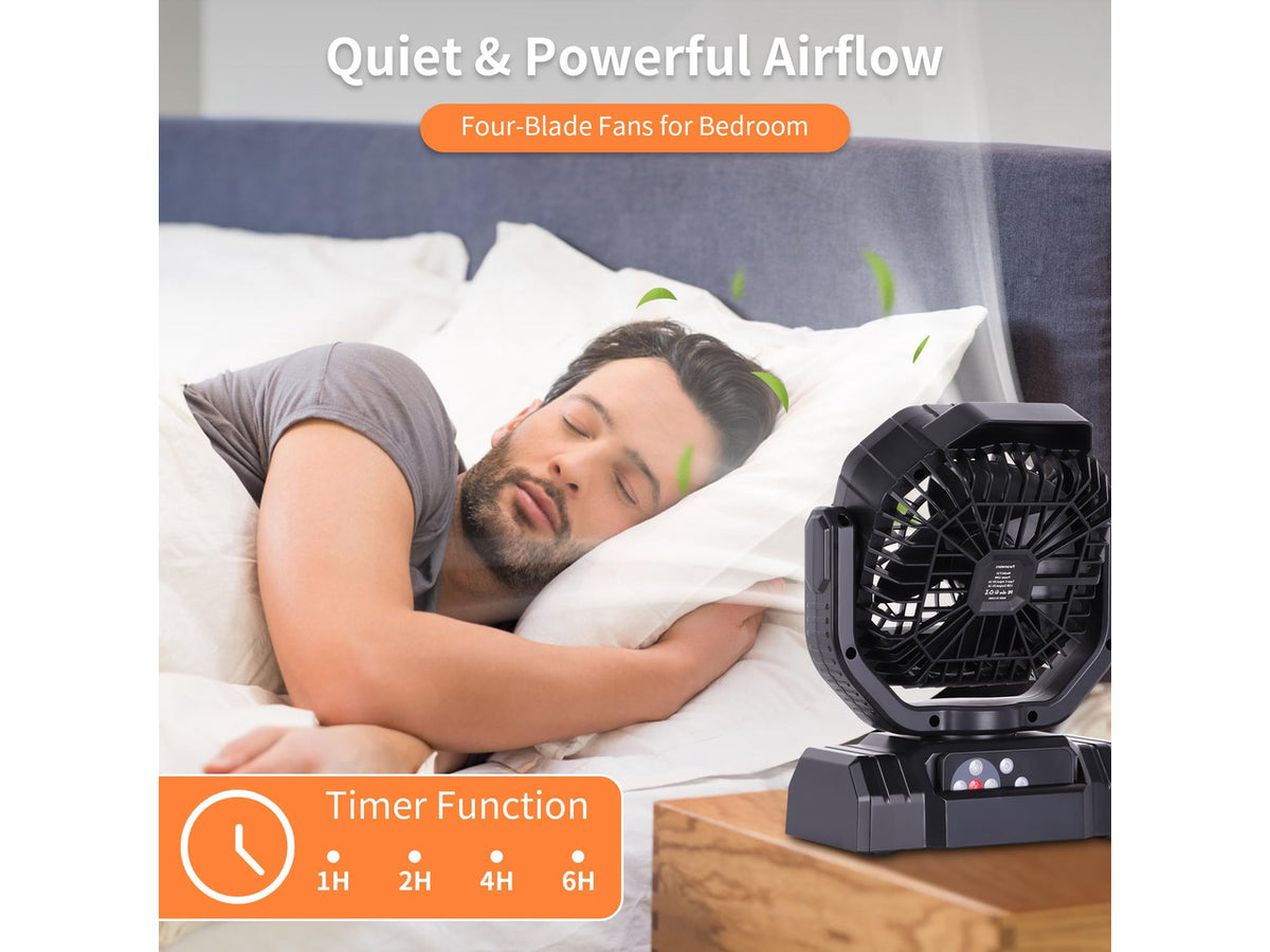 20000mAh High Speed Portable Camping Rechargeable Fan with Remote Control, Battery Powered with Auto Oscillating with Camping Essentials Accessories for Outdoor, Beach, Patio, Tent, Black