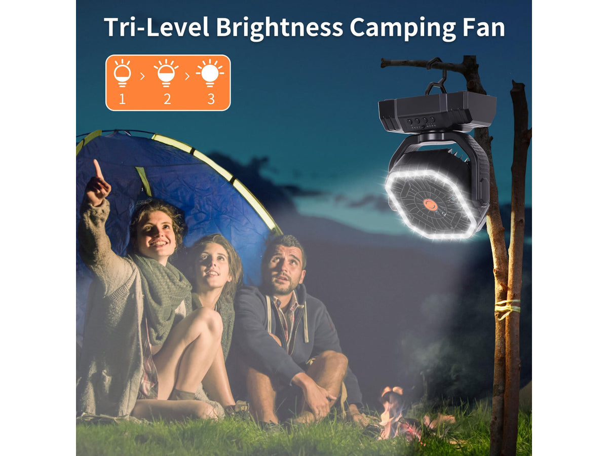 20000mAh High Speed Portable Camping Rechargeable Fan with Remote Control, Battery Powered with Auto Oscillating with Camping Essentials Accessories for Outdoor, Beach, Patio, Tent, Black