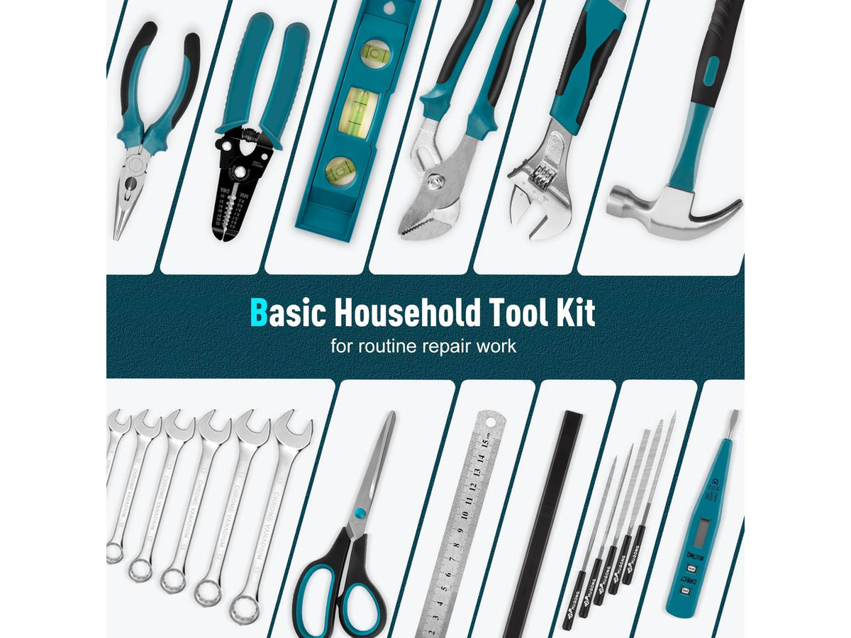 379-PCs Home Tool Kit - Portable Complete Household and Auto Repair Tool Set - Hand General Basic Tool Box Storage Case with Drawer - Full Basic Toolkit for Handyman & Diyer & Homeowner