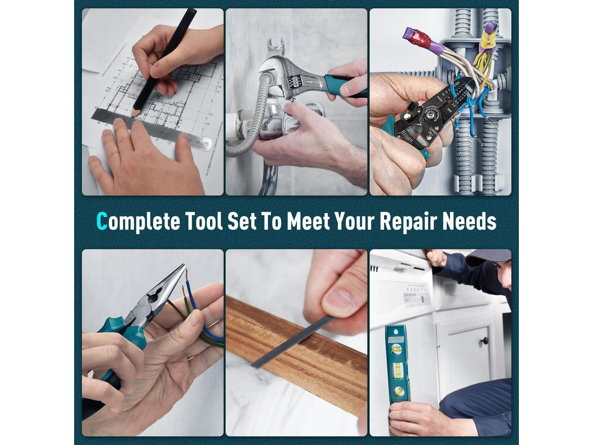 379-PCs Home Tool Kit - Portable Complete Household and Auto Repair Tool Set - Hand General Basic Tool Box Storage Case with Drawer - Full Basic Toolkit for Handyman & Diyer & Homeowner