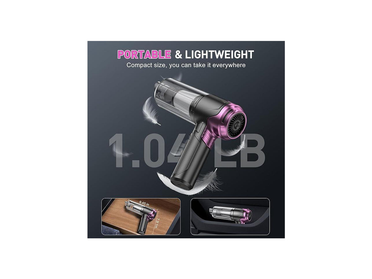 Handheld Car Vacuum Cleaner, 10000PA Vacuum Cleaner & Air Duster, 120W High Power Vacuum Portable Cordless, Hand Held Vacuum Rechargeable with Multi-Nozzles & LED Light for Home, Car, Office