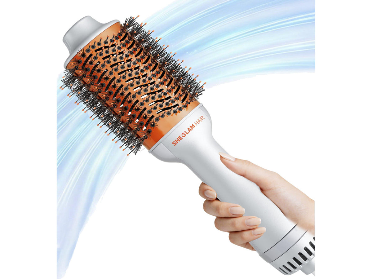 4-in-1 Hot Air Brush - Hair Dryer & Styler with 33000 RPM Motor, Gloss PRO Coating for Shine, 3 Heat Settings, Tangle-Free Ionic Bristles for Frizz-Free Blowouts (US Plug)