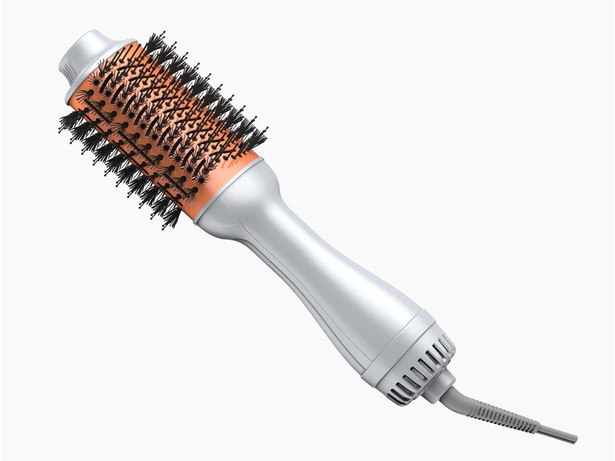 4-in-1 Hot Air Brush - Hair Dryer & Styler with 33000 RPM Motor, Gloss PRO Coating for Shine, 3 Heat Settings, Tangle-Free Ionic Bristles for Frizz-Free Blowouts (US Plug)
