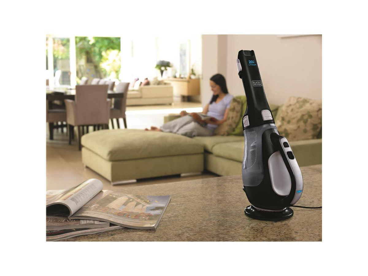 20V Hand Vacuum Cordless Rechargeable, Car Vacuum Portable, Powerful Suction AdvancedClean Hand Vac with Extendible Crevice Tool, Flip-Up Brush and Charging Base (BDH2000L)