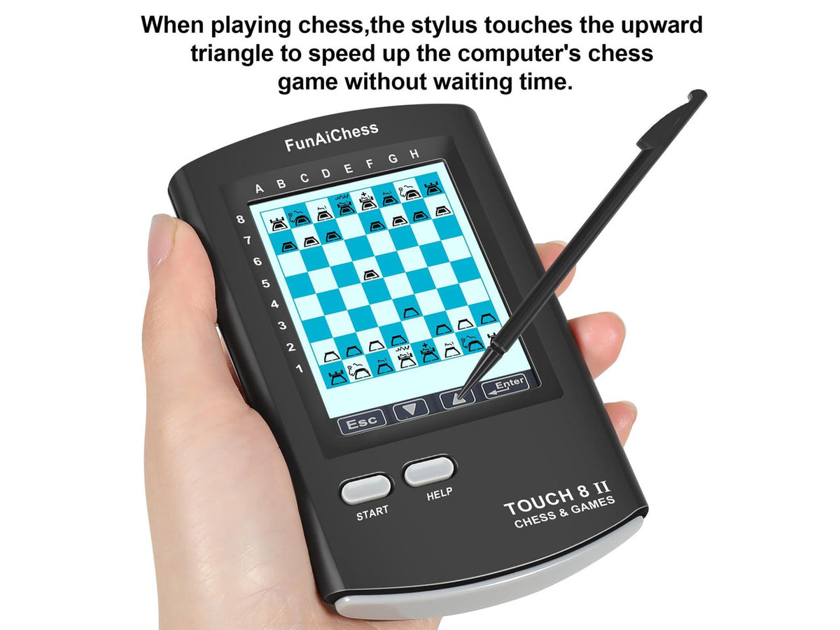Handheld Electronic Chess Board 8 in 1 Touch Chess Computer Game Portable Electronic Chess Set for Adults, Kids,and Beginners Learn and Travel with Stylus Large LCD Display Gift(Black)