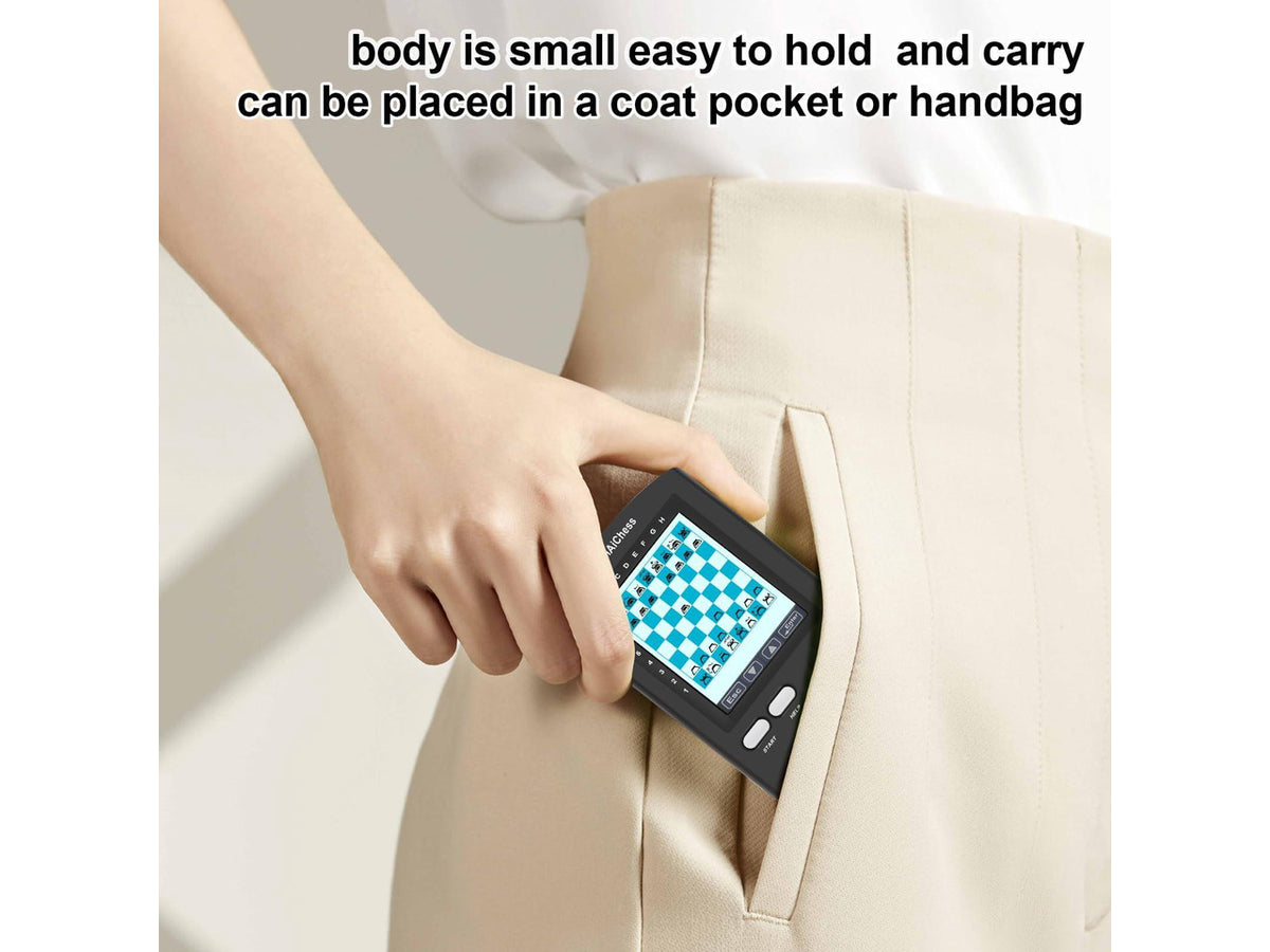 Handheld Electronic Chess Board 8 in 1 Touch Chess Computer Game Portable Electronic Chess Set for Adults, Kids,and Beginners Learn and Travel with Stylus Large LCD Display Gift(Black)