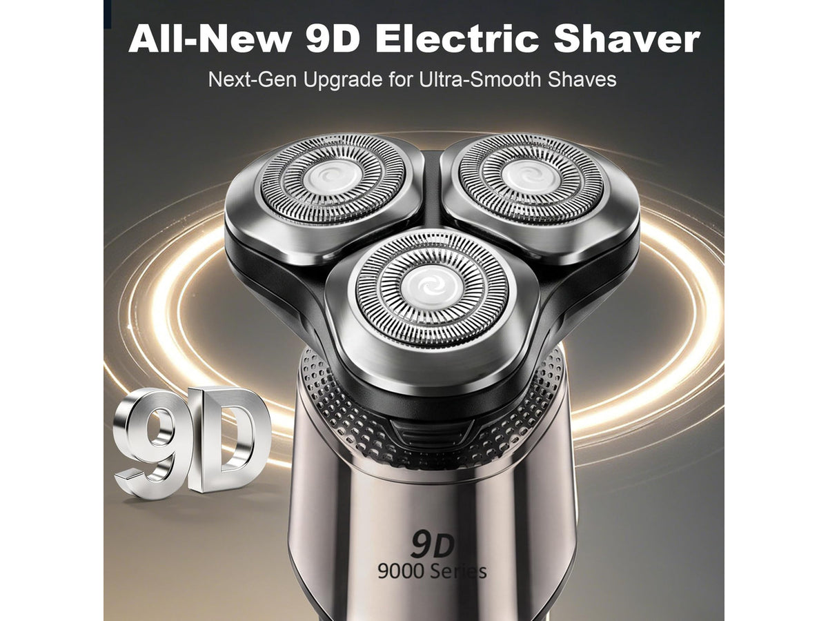 4-en-1 Electric Razor for Men, 9999 RPM High-Speed Electric Shaver with LED Display, 1H Fast Charging, IPX7 Waterproof Razor with Nose Hair Trimmer, Facial Cleansing Brush
