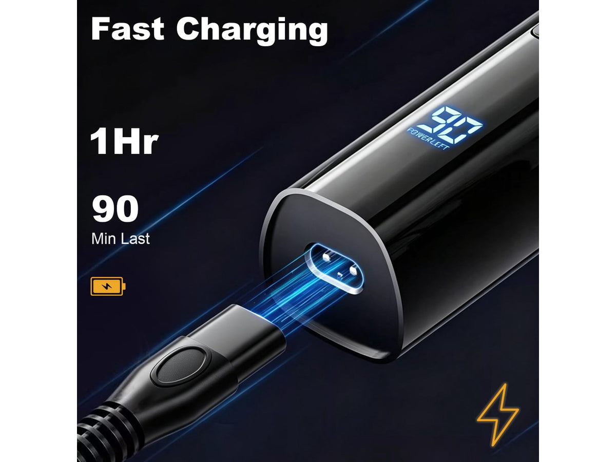4-en-1 Electric Razor for Men, 9999 RPM High-Speed Electric Shaver with LED Display, 1H Fast Charging, IPX7 Waterproof Razor with Nose Hair Trimmer, Facial Cleansing Brush