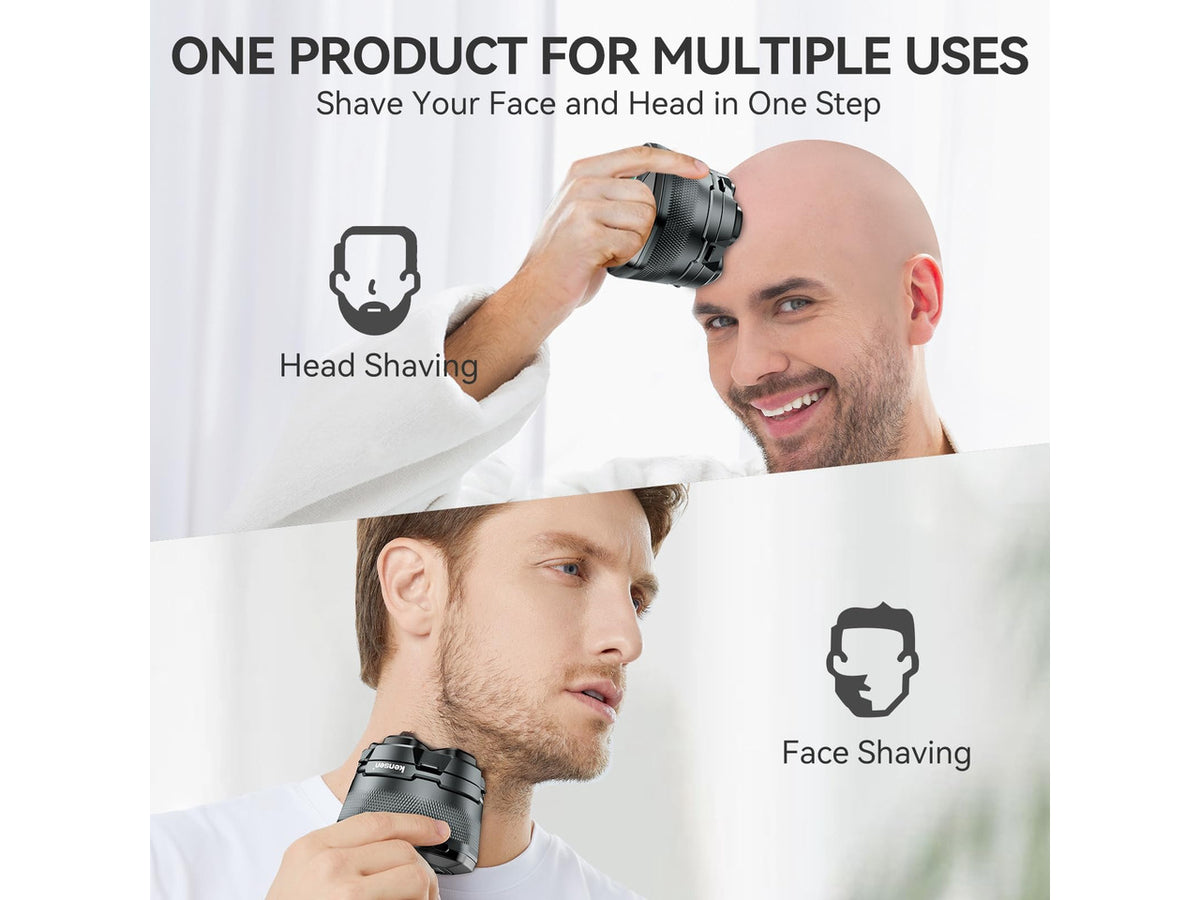 6D Head Shaver for Bald Men, Waterproof Electric Razor for Men | Upgraded 6D Floating Head Shaver, Magnetic Detachable Heads, Wet & Dry Smooth Close Shaving, 160-Minute Long Battery Life