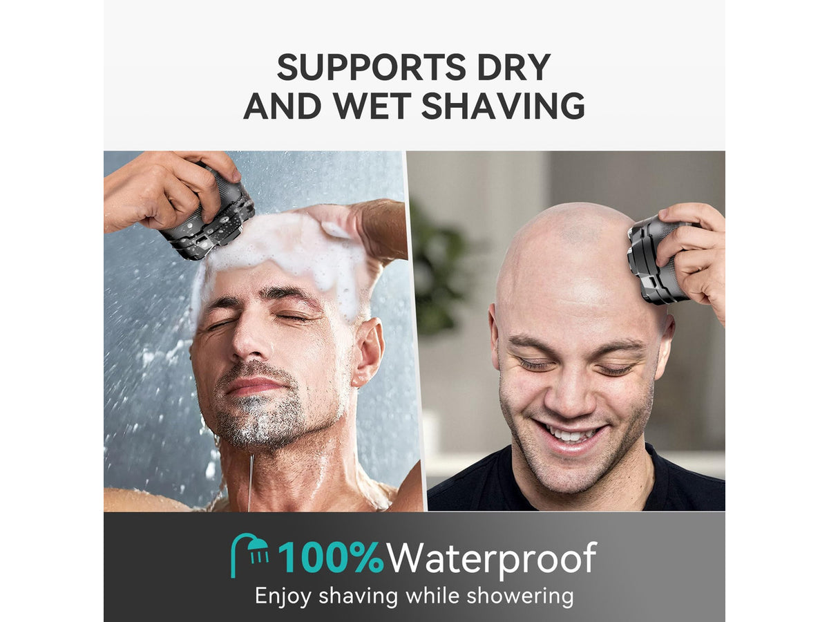 6D Head Shaver for Bald Men, Waterproof Electric Razor for Men | Upgraded 6D Floating Head Shaver, Magnetic Detachable Heads, Wet & Dry Smooth Close Shaving, 160-Minute Long Battery Life