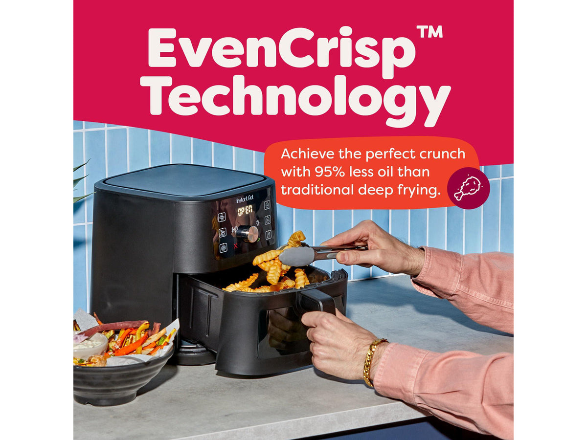 4Qt Vortex 6-in-1 Mini Air Fryer, Custom Program Options, Air Fry, Broil, Roast, Dehydrate, Bake, Reheat, Black, 4 Quarts