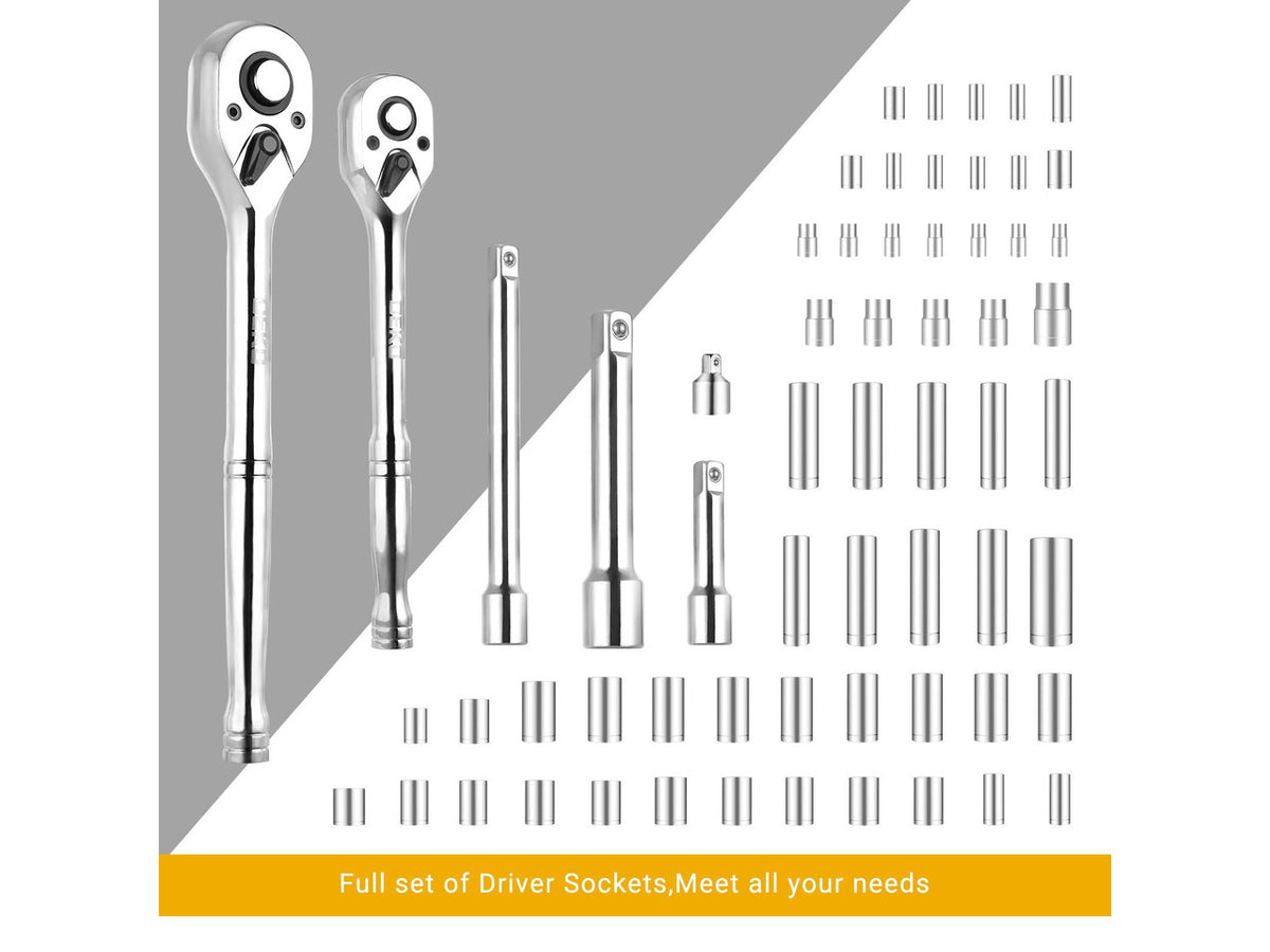 192 Piece Mechanics Tool Set Socket Wrench Set, Plastic Storage Case with Auto Repair Hand Tool Kit Wrench Tool Box Set