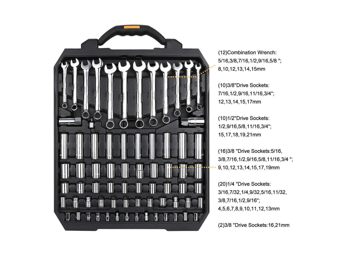192 Piece Mechanics Tool Set Socket Wrench Set, Plastic Storage Case with Auto Repair Hand Tool Kit Wrench Tool Box Set