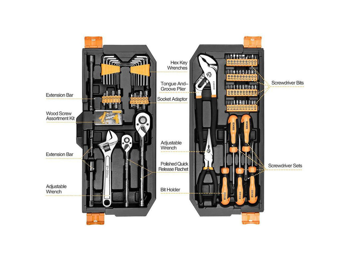 192 Piece Mechanics Tool Set Socket Wrench Set, Plastic Storage Case with Auto Repair Hand Tool Kit Wrench Tool Box Set