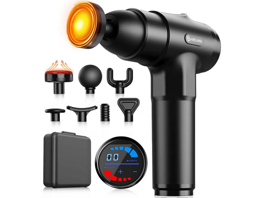 Massage Gun with Heat Massager Deep Tissue Muscle Massager Gifts for Men | Back Massager for Pain Relief Percussion Handheld Massager FSA Eligible HSA Birthday Gifts for Him Silent Carrying case
