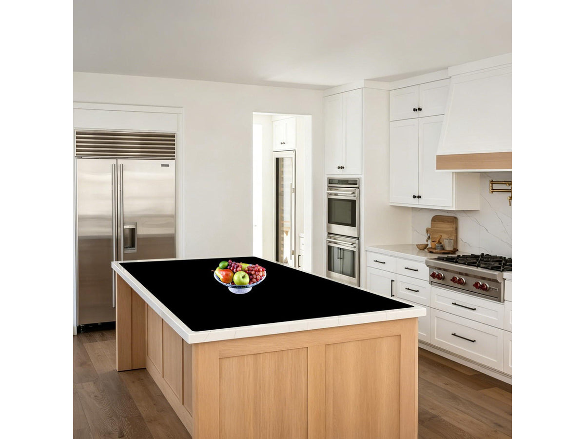 48''x32''(120cmx80cm) Silicone Kitchen Counter Mat, Extra Large Heat Resistant Non-Slip Countertop Protector, Waterproof Multipurpose Mat for Kitchen Island, Black
