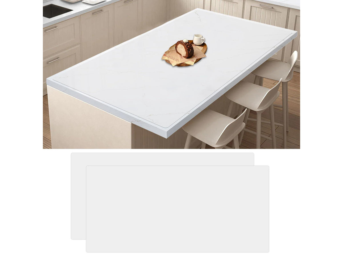 2Pack Large Silicone Mats for Kitchen Counter, 48''x24''(120cmx60cm) Heat Resistant Mat for Kitchen Island, Waterproof Multipurpose Countertop Protector, Semitransparent