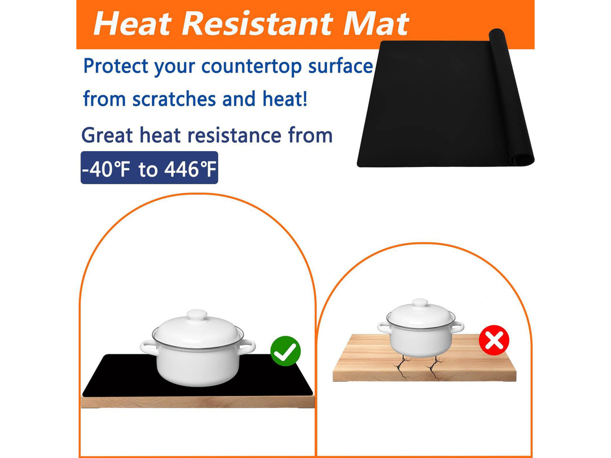 2Pack Large Silicone Mats for Kitchen Counter, 48''x24''(120cmx60cm) Heat Resistant Mat for Kitchen Island, Waterproof Multipurpose Countertop Protector, Semitransparent