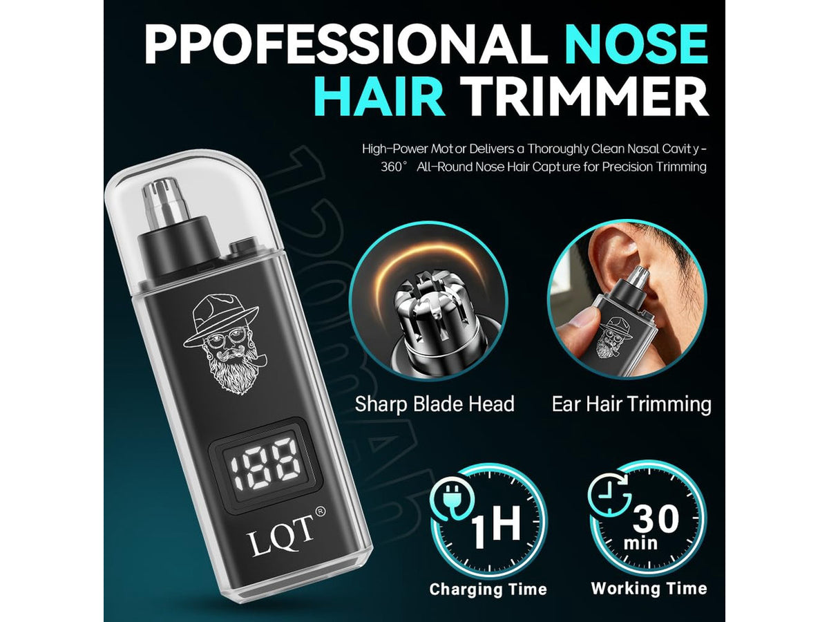4-in-1 Men's Hair Clippers Kit, Includes Nose Hair Trimmer, Electric Shaver, and Engraving Trimmer, Wireless USB Rechargeable Grooming Set, Blue Ombre Design, Ideal Gift for Men (Blue)