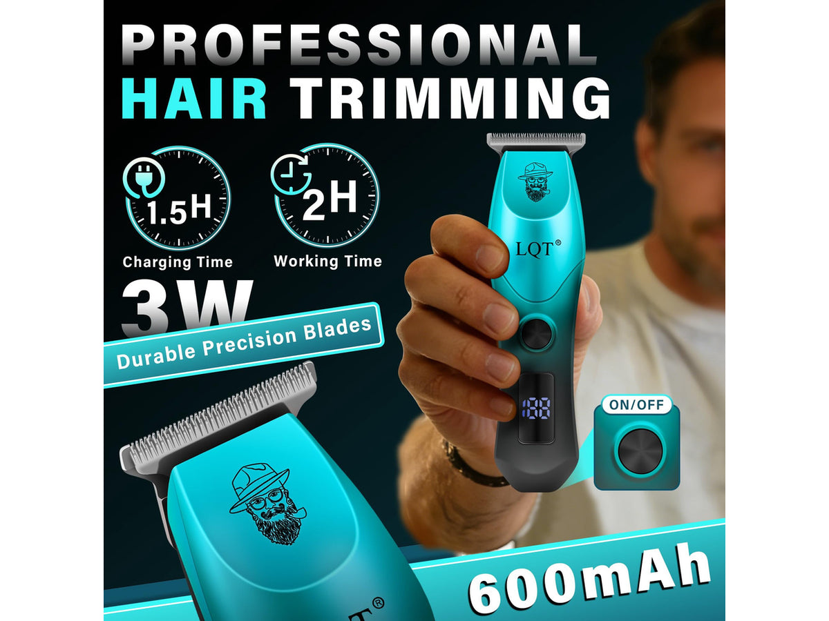 4-in-1 Men's Hair Clippers Kit, Includes Nose Hair Trimmer, Electric Shaver, and Engraving Trimmer, Wireless USB Rechargeable Grooming Set, Blue Ombre Design, Ideal Gift for Men (Blue)