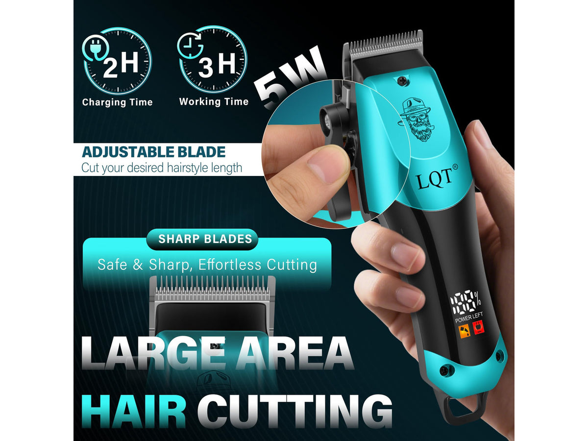 4-in-1 Men's Hair Clippers Kit, Includes Nose Hair Trimmer, Electric Shaver, and Engraving Trimmer, Wireless USB Rechargeable Grooming Set, Blue Ombre Design, Ideal Gift for Men (Blue)