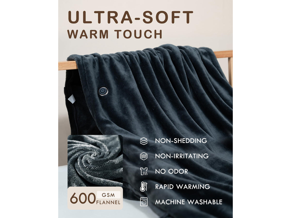 Cordless Heated Blanket Battery Powered; USB Wearable Portable Heated Throw Blanket with Hood, 20000 mAh Battery, 9 Heating Zone, 3-Level; Portable Heated Shawl Cordless; CampingMulticolor
