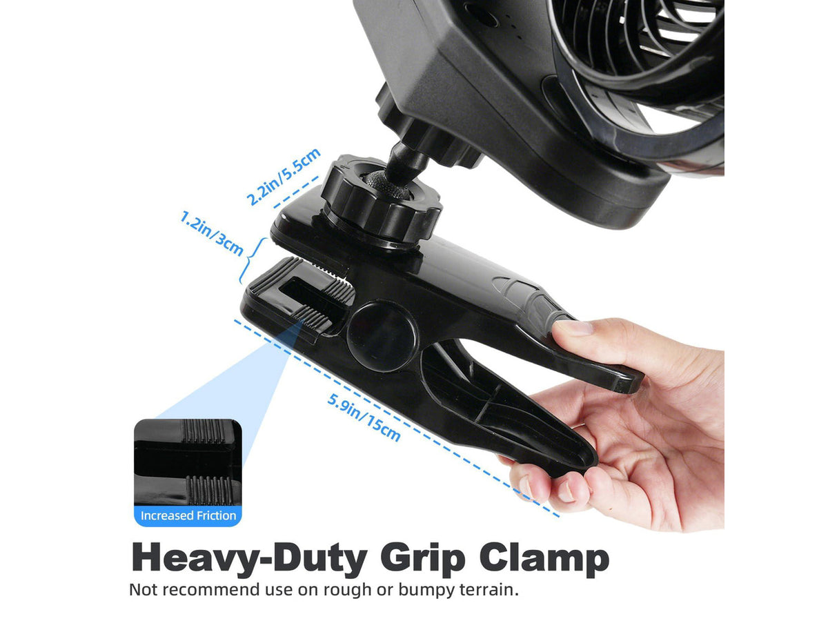 6000mAh Battery Powered Clip Car Fans for Backseat, 360° Quiet Rotatable Rechargeable Car Fans with USB Plug Independent Switches for SUV Bus Truck Golf Cart Stroller