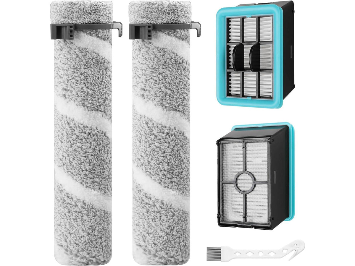 4111A Replacement Brushes and Filters for Bissell CrossWave Edge, Multi-Surface Hard Floor Cleaner Wet Dry Vacuum with Zero-Gap Edge Technology, 2 Pack Brushes and 2 Pack Filters
