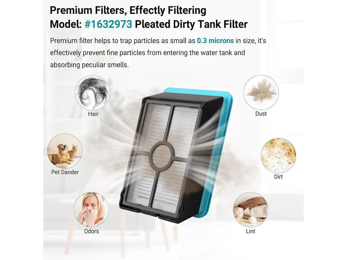 4111A Replacement Brushes and Filters for Bissell CrossWave Edge, Multi-Surface Hard Floor Cleaner Wet Dry Vacuum with Zero-Gap Edge Technology, 2 Pack Brushes and 2 Pack Filters