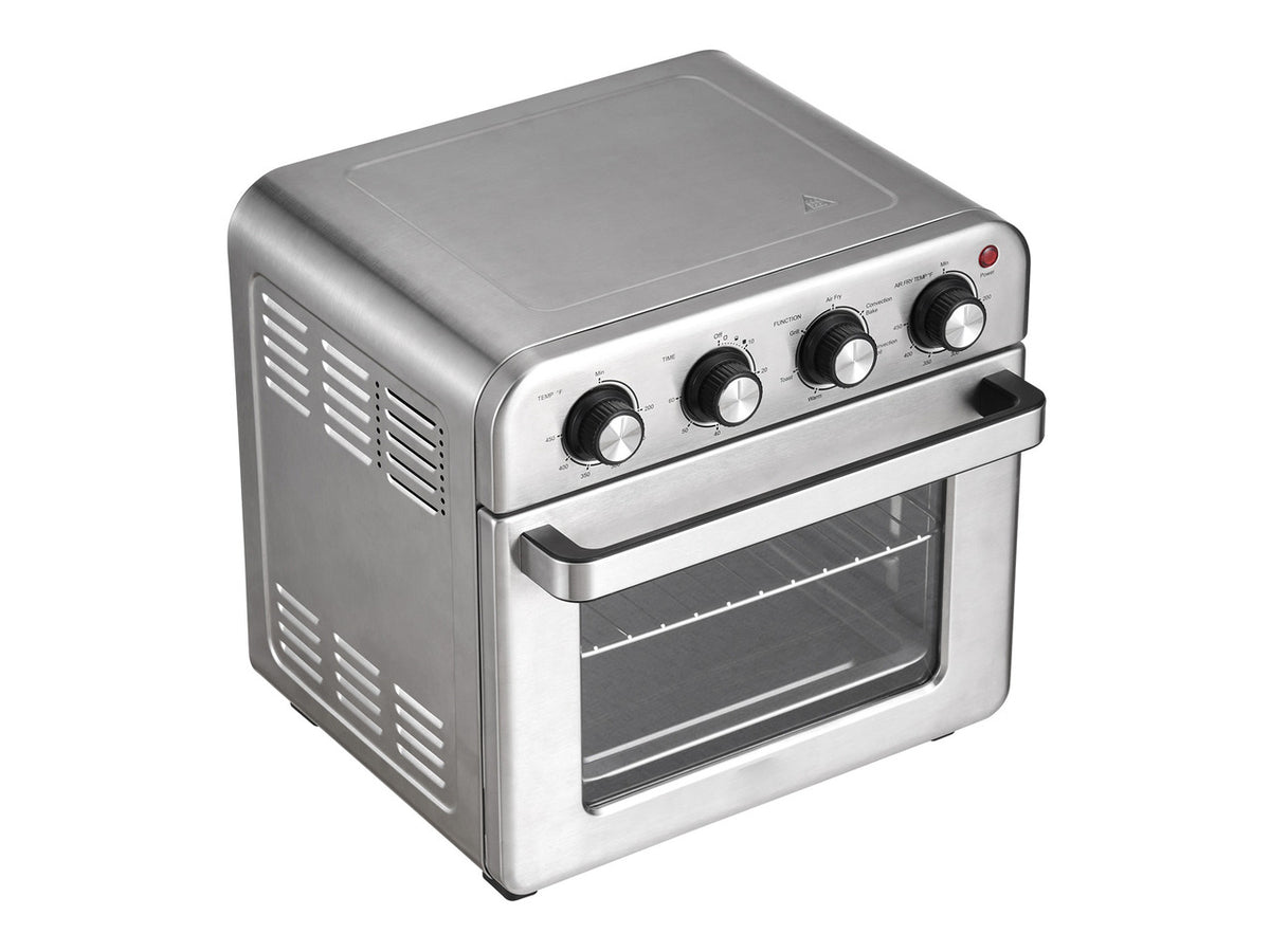 7-IN-1 Air Fryer Toaster Oven, 18L Convection Oven, 1700W Stainless Steel Toaster Ovens Countertop Combo with Grill, Pizza Pan, Gloves, 6 Slices Toast, 12-inch Pizza, Home and Commercial Use