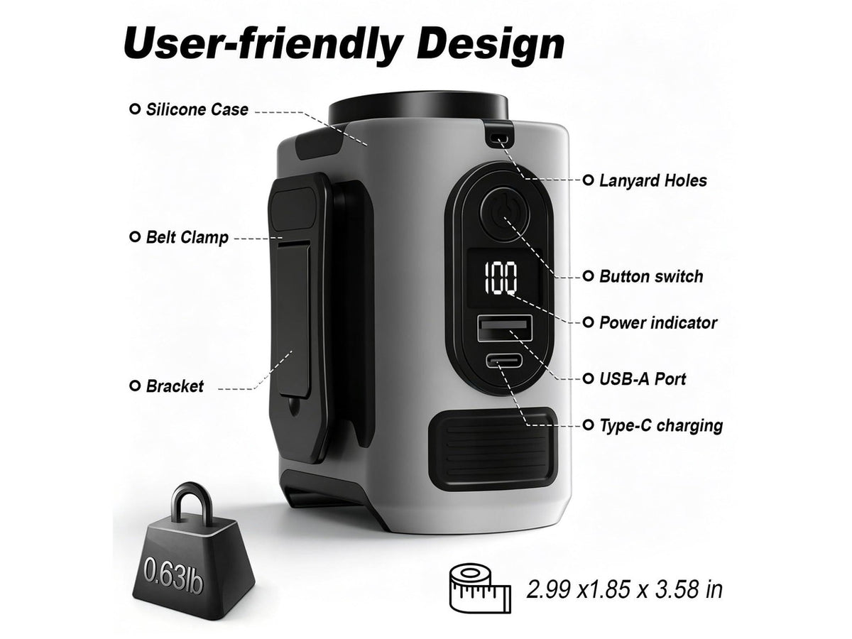 10000mAh Portable Waist Fan Clip on, Personal Cooling for Outdoor