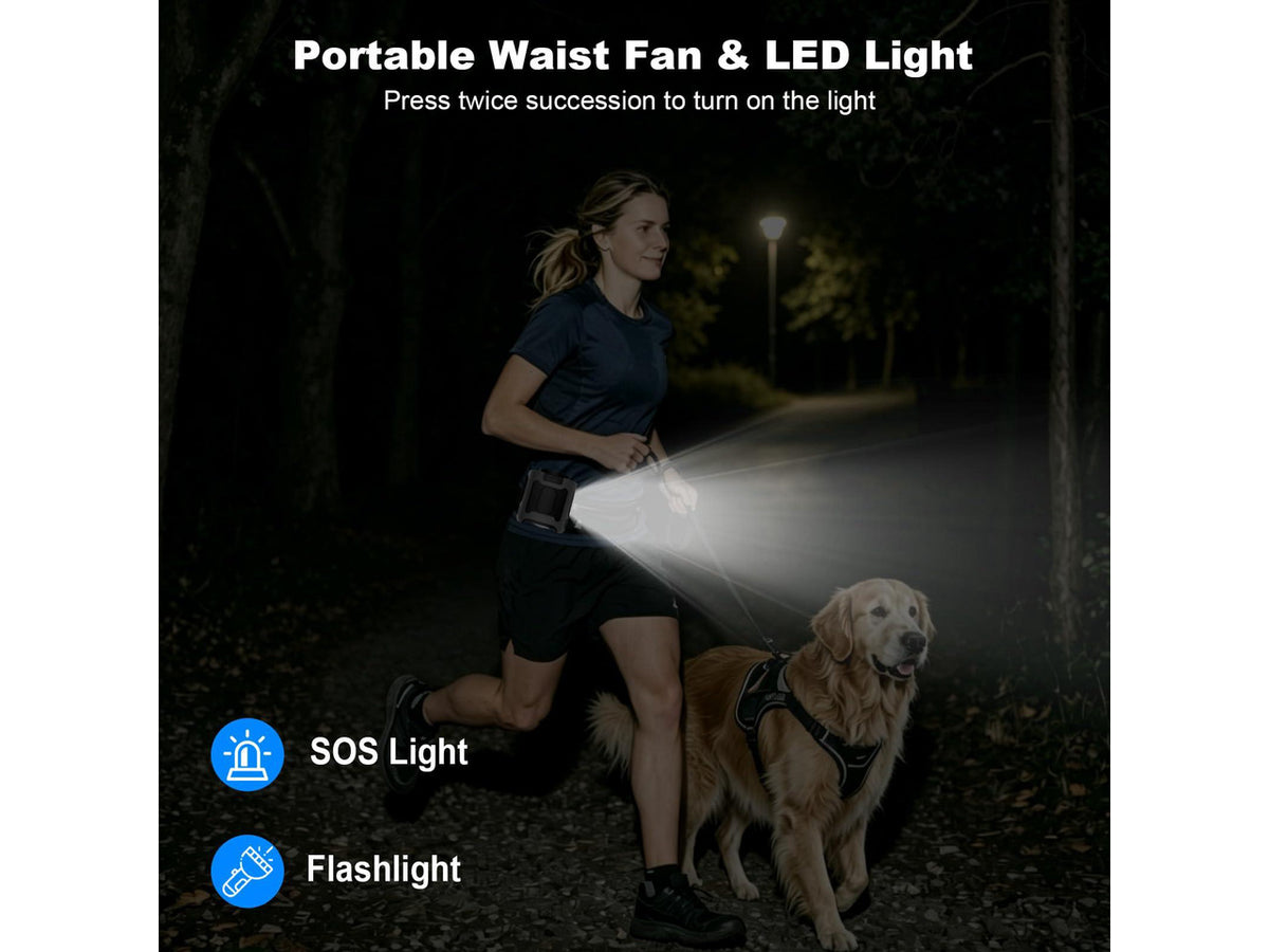 10000mAh Portable Waist Fan Clip on, Personal Cooling for Outdoor