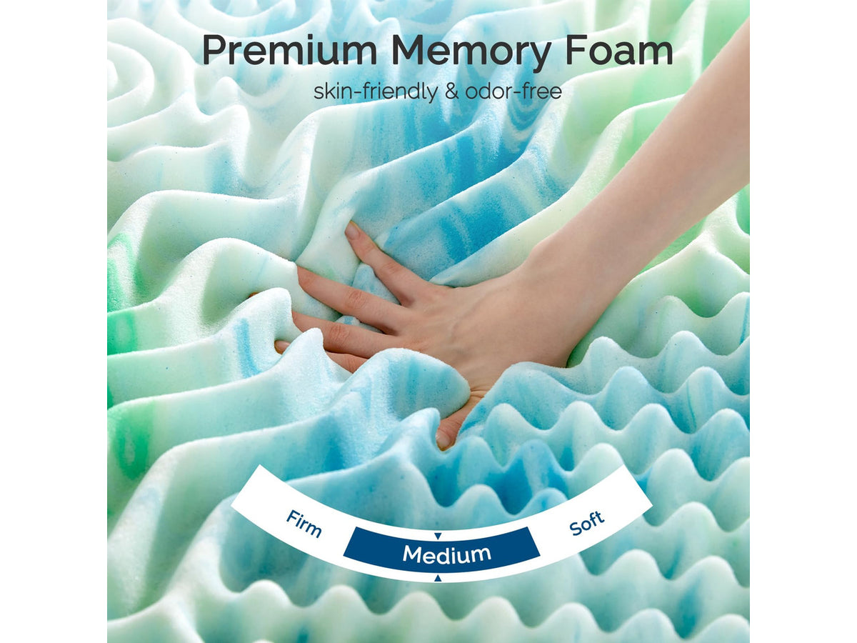 3 Inch 7-Zone King Memory Foam Mattress Topper Egg Crate Cooling Gel Infused Mattress Pad Bed Topper for Pressure Relief and Back Pain Soft & Breathable, CertiPUR-US Certified
