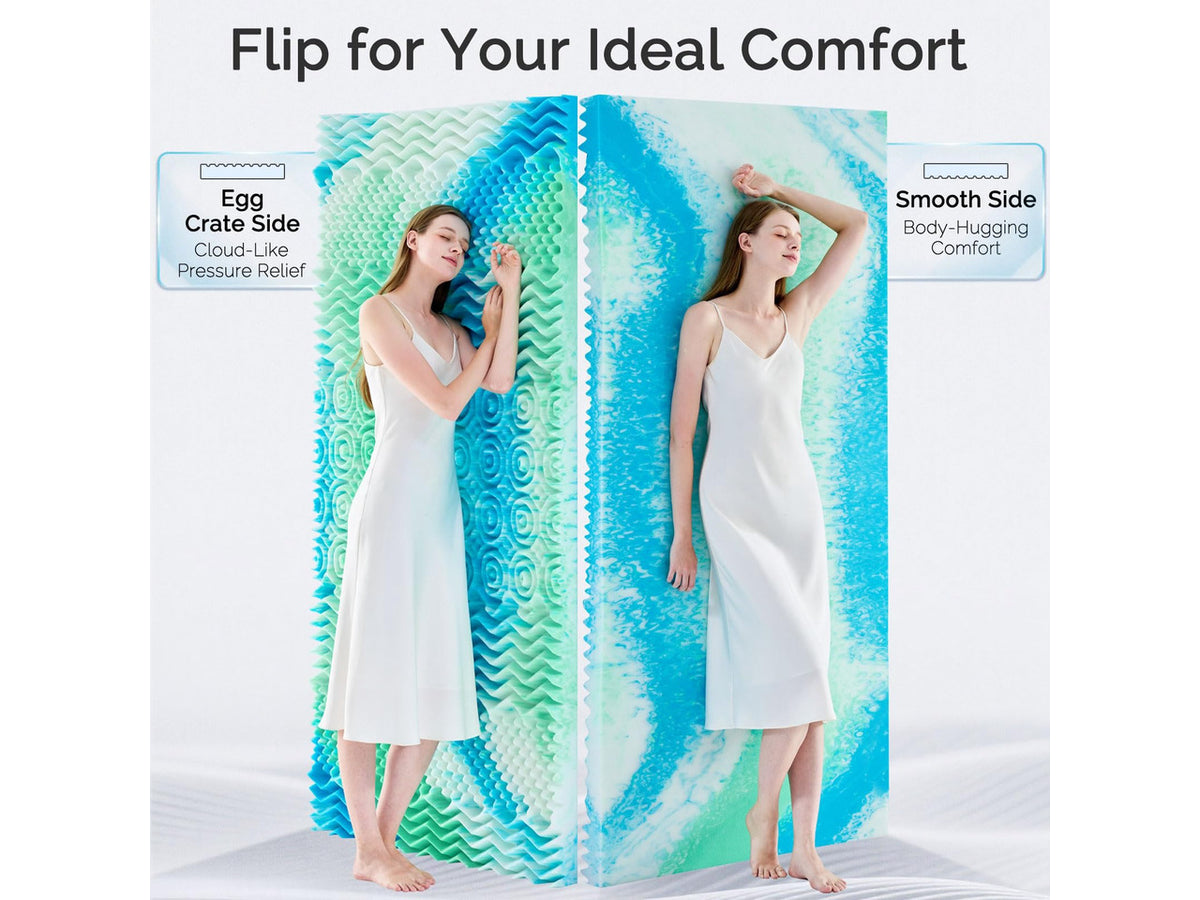 3 Inch 7-Zone King Memory Foam Mattress Topper Egg Crate Cooling Gel Infused Mattress Pad Bed Topper for Pressure Relief and Back Pain Soft & Breathable, CertiPUR-US Certified