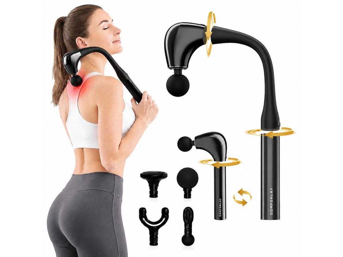 2-in-1 Detachable Muscle Massage Gun Deep Tissue | Body Massager for Pain Relief, Handheld Massage Hammer with 4 Massage Heads