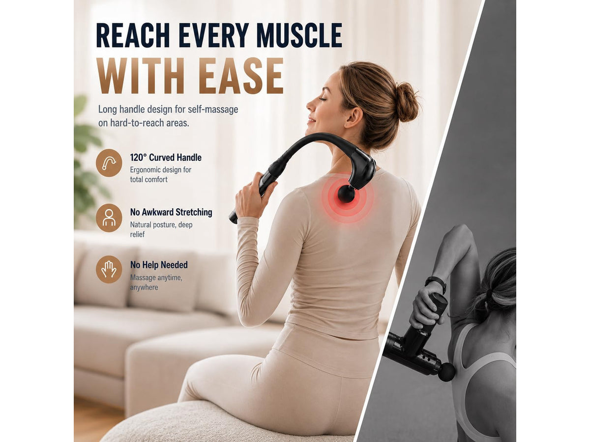 2-in-1 Detachable Muscle Massage Gun Deep Tissue | Body Massager for Pain Relief, Handheld Massage Hammer with 4 Massage Heads