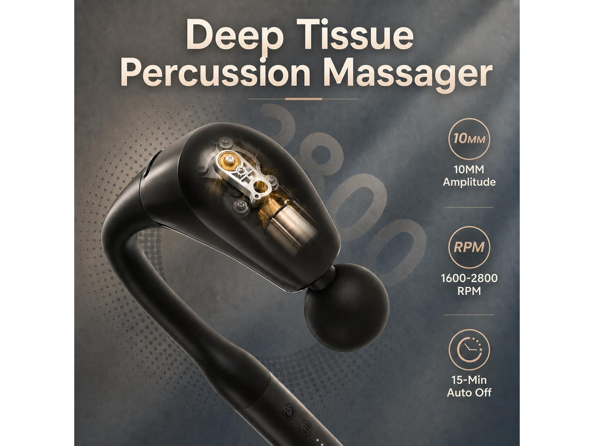 2-in-1 Detachable Muscle Massage Gun Deep Tissue | Body Massager for Pain Relief, Handheld Massage Hammer with 4 Massage Heads