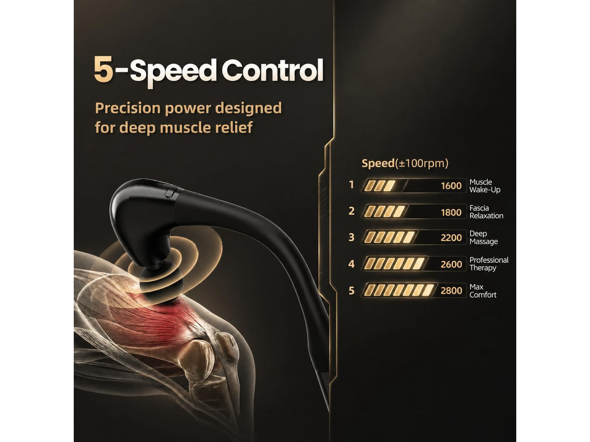 2-in-1 Detachable Muscle Massage Gun Deep Tissue | Body Massager for Pain Relief, Handheld Massage Hammer with 4 Massage Heads