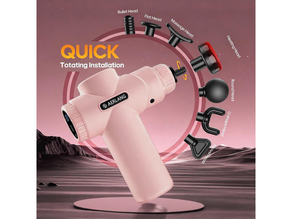 Birthday Gifts for Women Massage Gun with Heat deep Tissue Pink | Mini Portable Travel Massager Percussion Muscle Back Massage Gun Pain Relief Body Handheld Massage tools Carrying Case LED