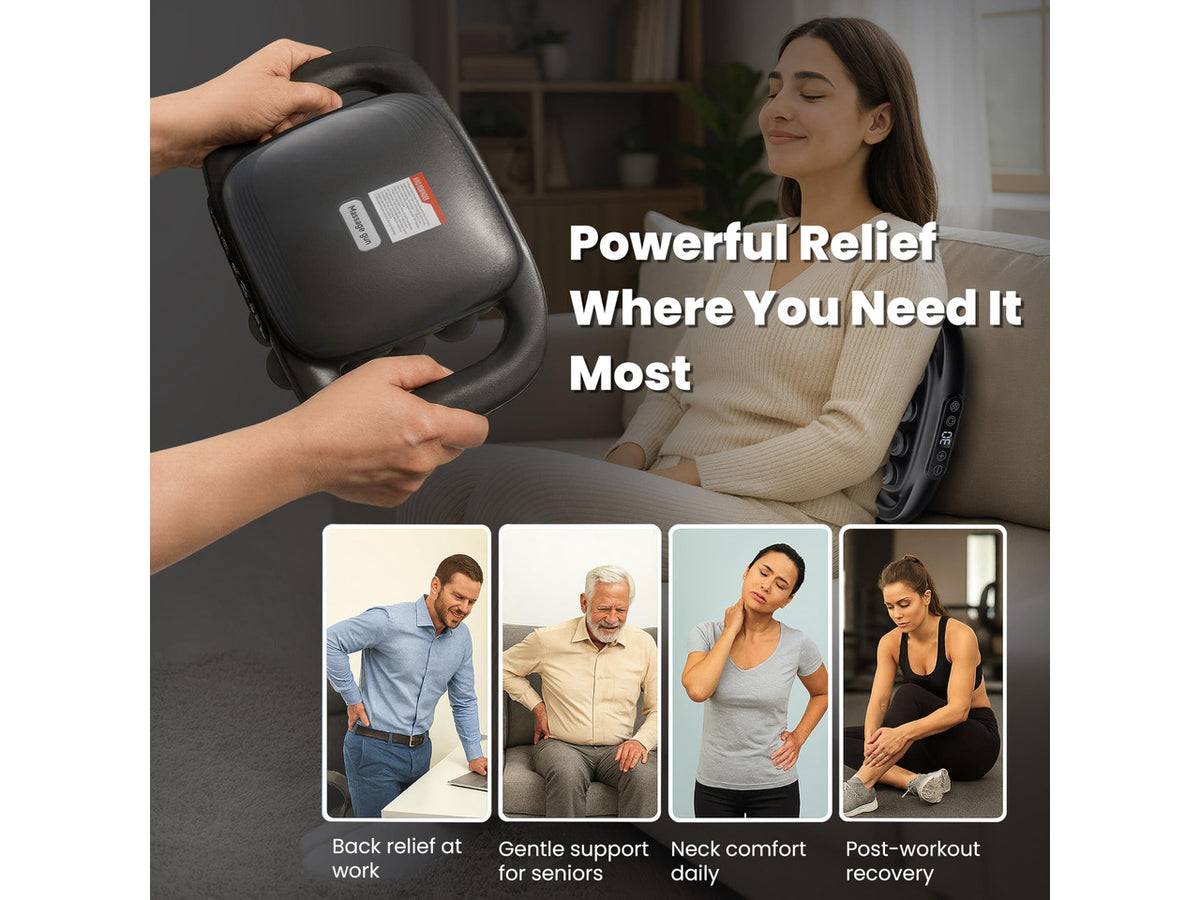 16-Head Deep Tissue Massage Gun Professional Percussion Massager with 30 Intensities & Quiet Motor | Portable Muscle Massager for Pain Relief, Neck, Back, Shoulders & Legs (Black)