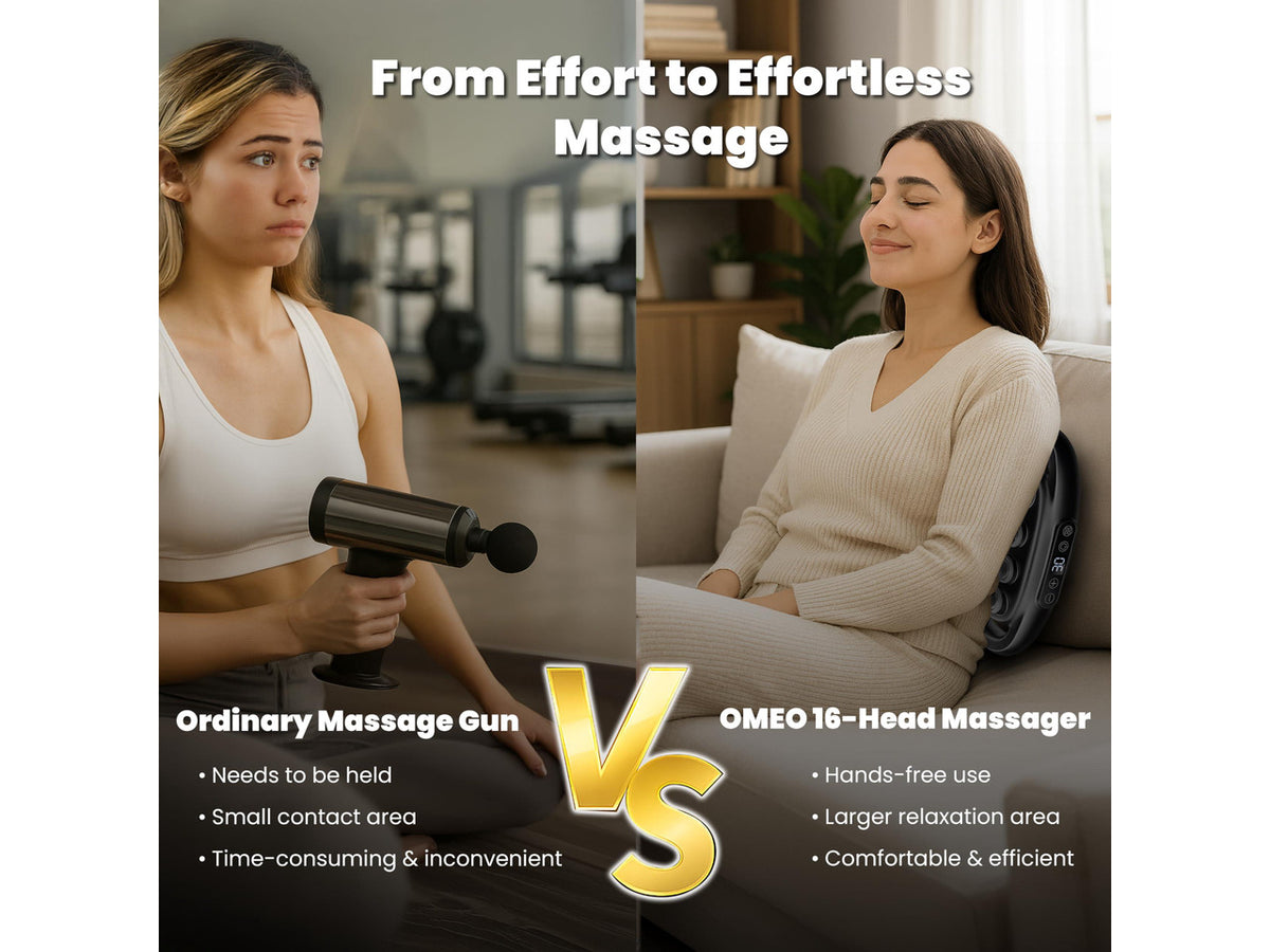 16-Head Deep Tissue Massage Gun Professional Percussion Massager with 30 Intensities & Quiet Motor | Portable Muscle Massager for Pain Relief, Neck, Back, Shoulders & Legs (Black)