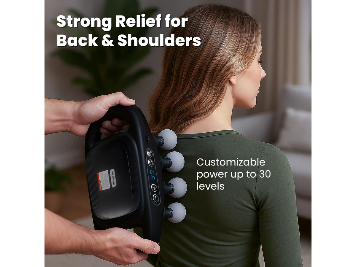 16-Head Deep Tissue Massage Gun Professional Percussion Massager with 30 Intensities & Quiet Motor | Portable Muscle Massager for Pain Relief, Neck, Back, Shoulders & Legs (Black)