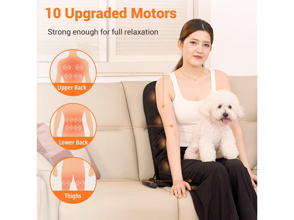 10 Vibrating Massage Nodes Back Massager Chair Pad for Pain Relief