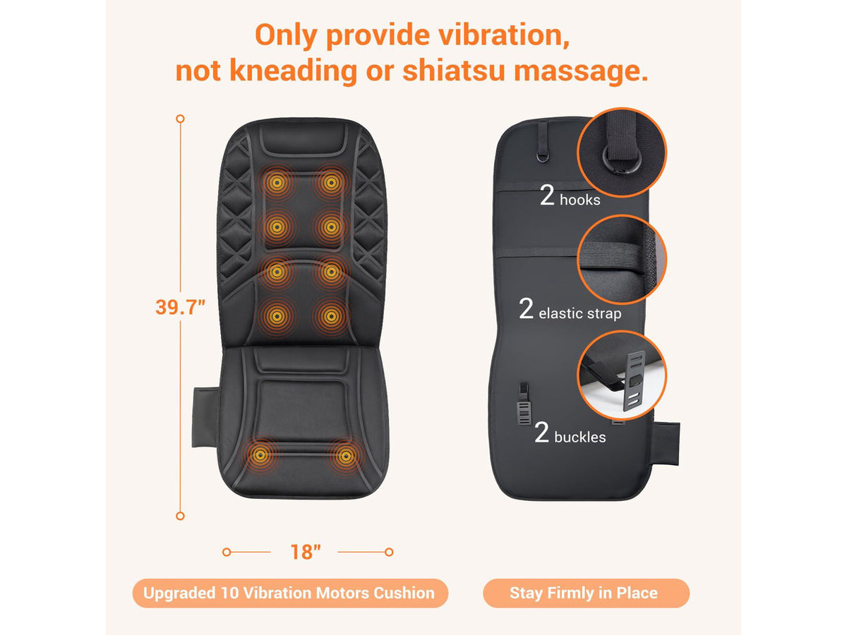 10 Vibrating Massage Nodes Back Massager Chair Pad for Pain Relief