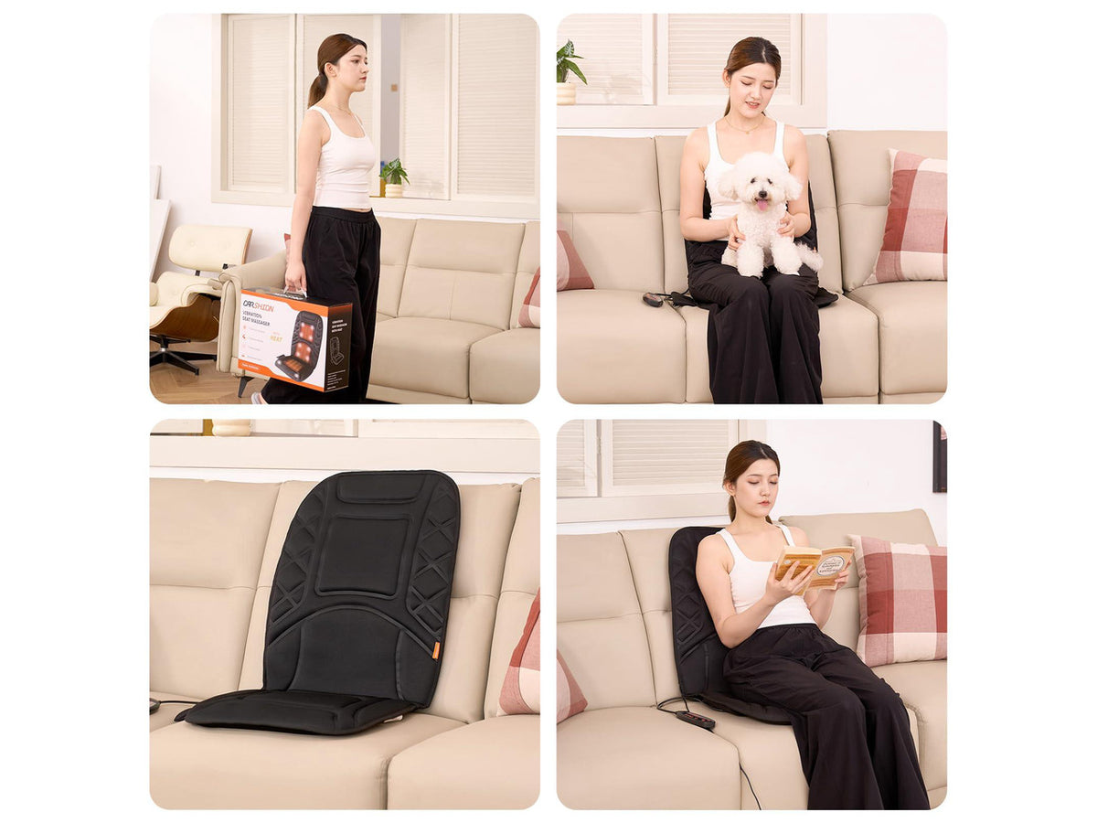 10 Vibrating Massage Nodes Back Massager Chair Pad for Pain Relief